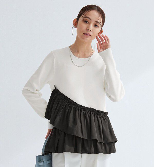 UNITED ARROWS green label relaxing「タフタ ドッキング ペプラム プルオーバー ニット ウォッシャブル」|ニット・セーター|