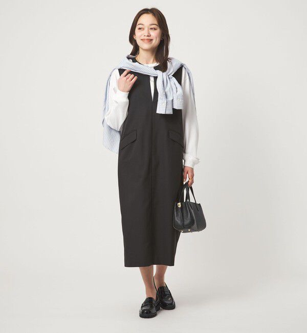 UNITED ARROWS green label relaxing「［size SHORTあり］リネンライク キーネック ジャンパースカート」|ジャンパースカート|