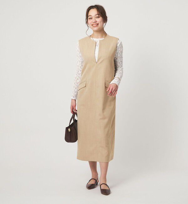 UNITED ARROWS green label relaxing「［size SHORTあり］リネンライク キーネック ジャンパースカート」|ジャンパースカート|