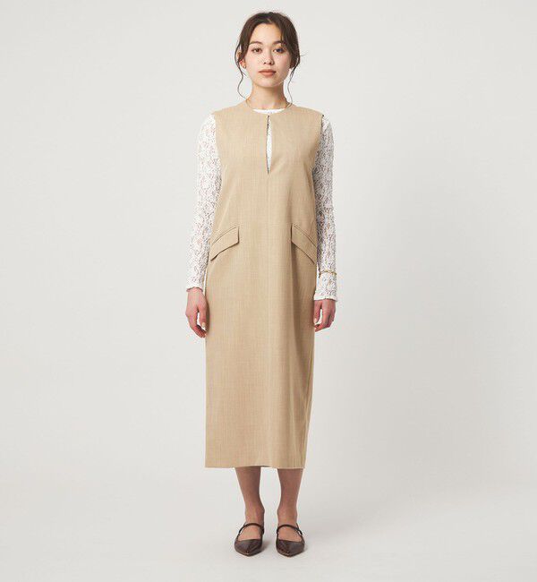 UNITED ARROWS green label relaxing「［size SHORTあり］リネンライク キーネック ジャンパースカート」|ジャンパースカート|