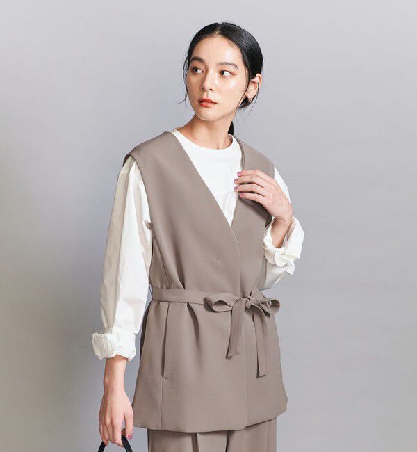 BEAUTY&YOUTH UNITED ARROWS「【WEB限定 Wardrobe DAILY MINIMAL】ダブルクロス リボンベルトジレ ウォッシャブル」|ベスト・ジレ|