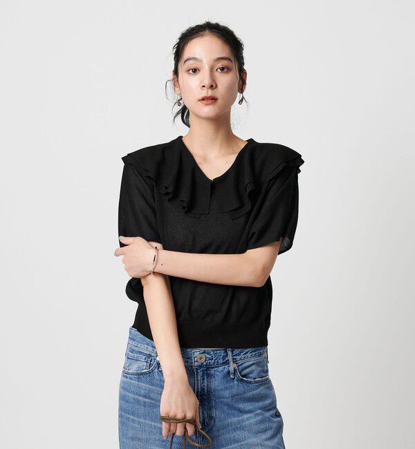 BEAUTY&YOUTH UNITED ARROWS「【WEB限定】フリルカラー ニットプルオーバー -ウォッシャブル-」|ニット・セーター|