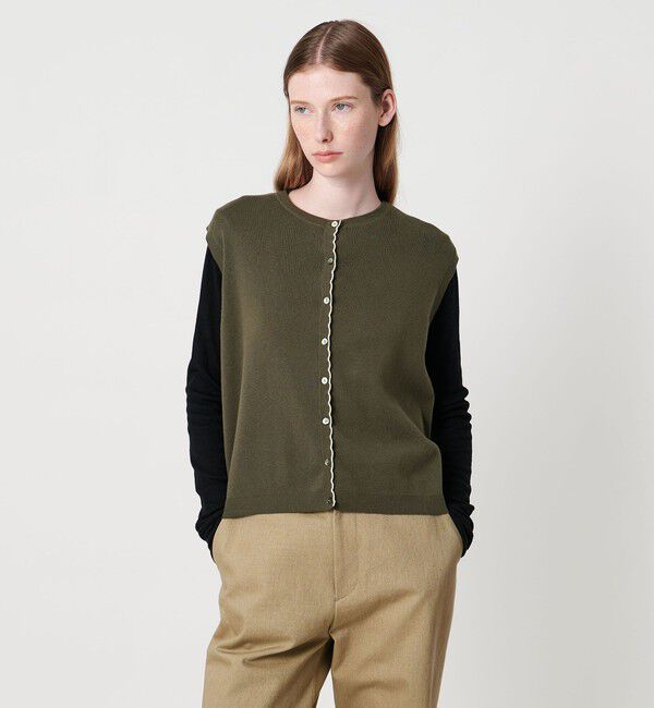 STEVEN ALAN「＜Steven Alan＞コットン カシミヤ ラッフル ニットベスト」|ベスト・ジレ|OLIVE
