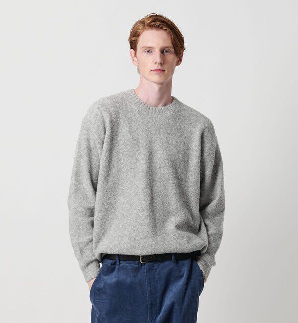 BEAUTY&YOUTH UNITED ARROWS「クリンプ コットンウール クルーネック ニット」|ニット・セーター|LT.GRAY
