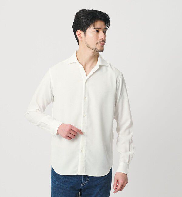 BEAUTY&YOUTH UNITED ARROWS「【WEB限定 WARDROBE SMART】リネンライク ワイドカラー スキッパー シャツ」|シャツ・ブラウス|