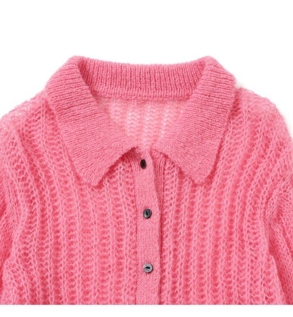 Ray BEAMS 「シャギー メッシュ ポロ カーディガン」|ニット・セーター|