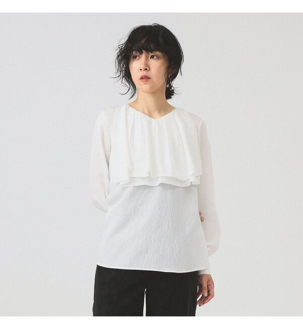 Ray BEAMS 「RBS / レイヤー ラッフル ヨーク ブラウス」|シャツ・ブラウス|WHITE