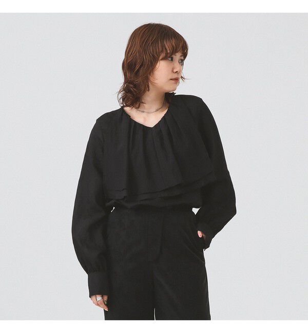 Ray BEAMS 「RBS / レイヤー ラッフル ヨーク ブラウス」|シャツ・ブラウス|BLACK