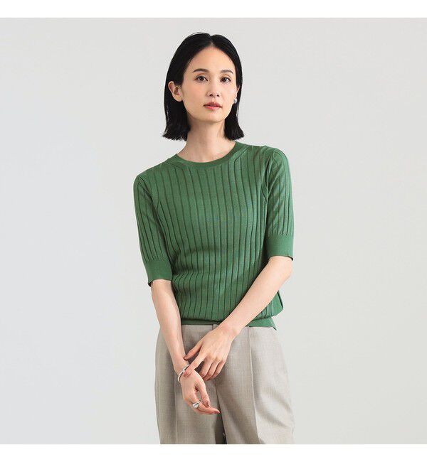 Demi-Luxe BEAMS 「【別注】SLOANE / 18ゲージ シルク リブ ハーフスリーブ」|ニット・セーター|