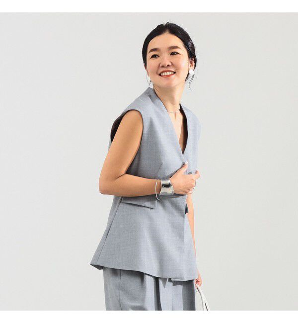 Demi-Luxe BEAMS 「エディター東原妙子 &times; Demi-Luxe BEAMS / ツイル ペプラム ジレ」|ダウン|