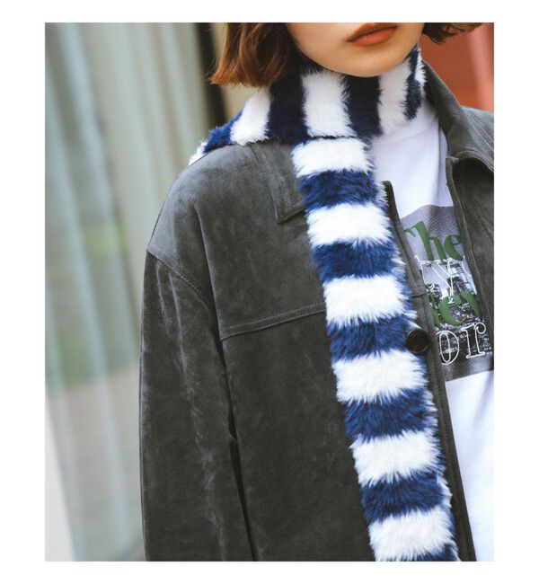 Ray BEAMS 「スリム 柄 マフラー」|マフラー|WHITE*NAVY