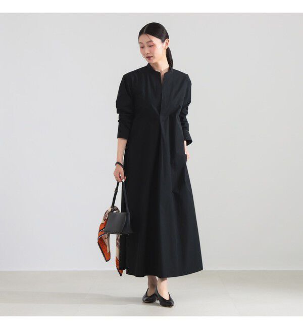 Demi-Luxe BEAMS 「コットンナイロン フレア シャツワンピース」|ワンピース|BLACK