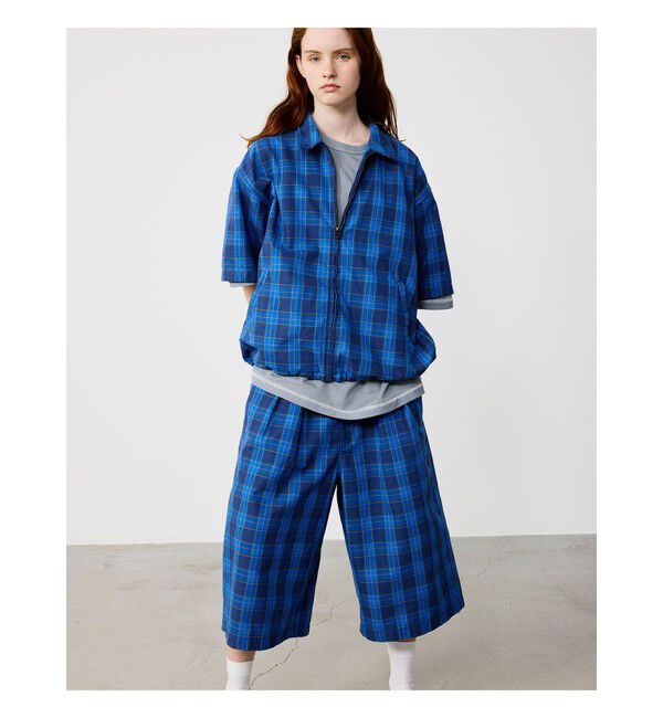 BEAMS「タータンチェック ショートパンツ【ワイドストレートフィット】」|その他|BLUE