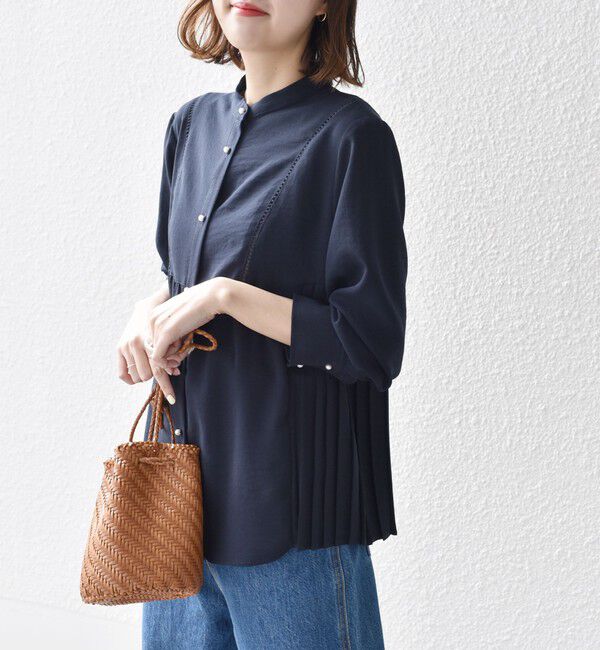 SHIPS for women「【WEB限定】〈手洗い可能〉ストレッチ ジョーゼット プリーツ ブラウス」|シャツ・ブラウス|
