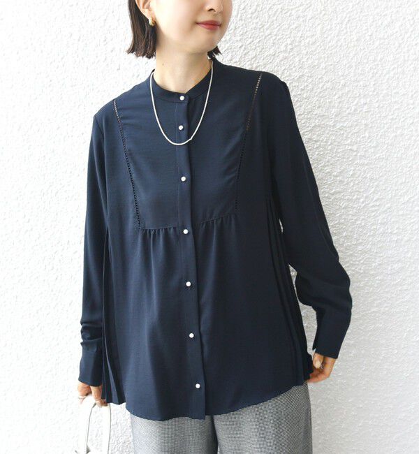 SHIPS for women「【WEB限定】〈手洗い可能〉ストレッチ ジョーゼット プリーツ ブラウス」|シャツ・ブラウス|