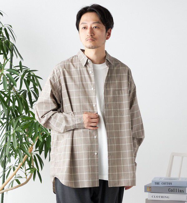 SHIPS any「SHIPS any: オーバーサイズ レギュラーカラー チェック／ストライプ 長袖 シャツ◇」|シャツ・ブラウス|