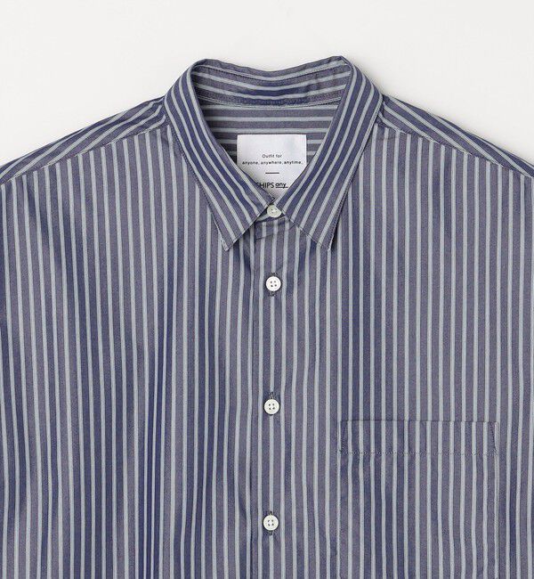 SHIPS any「SHIPS any: オーバーサイズ レギュラーカラー チェック／ストライプ 長袖 シャツ◇」|シャツ・ブラウス|