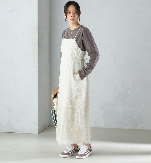 SHIPS for women「〈手洗い可能〉フリンジ ジャカード キャミ ワンピース 24SS」|ワンピース|