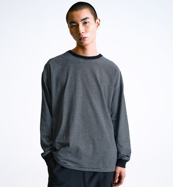 SHIPS「City Ambient Products: SHELTECH(R) マイクロボーダー 長袖Tシャツ」|Tシャツ・カットソー|ブラック