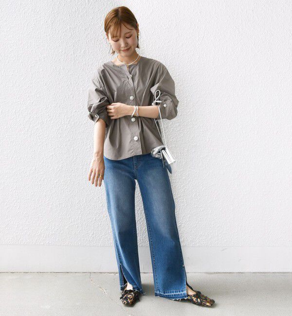 SHIPS for women「【WEB限定】 〈洗濯機可能〉タイプライター ビジュー ボタン ロングスリーブ ブラウス」|シャツ・ブラウス|