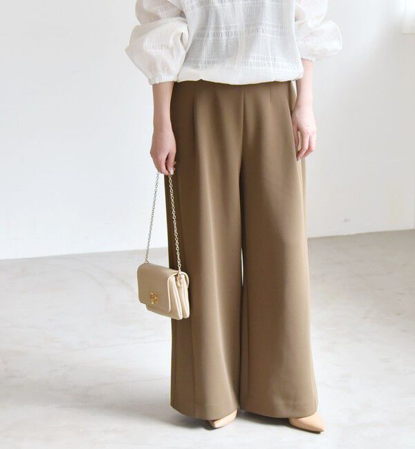 quaranciel「quaranciel:〈洗濯機可能〉ダンボール サイド タック ワイド パンツ」|その他|カーキ