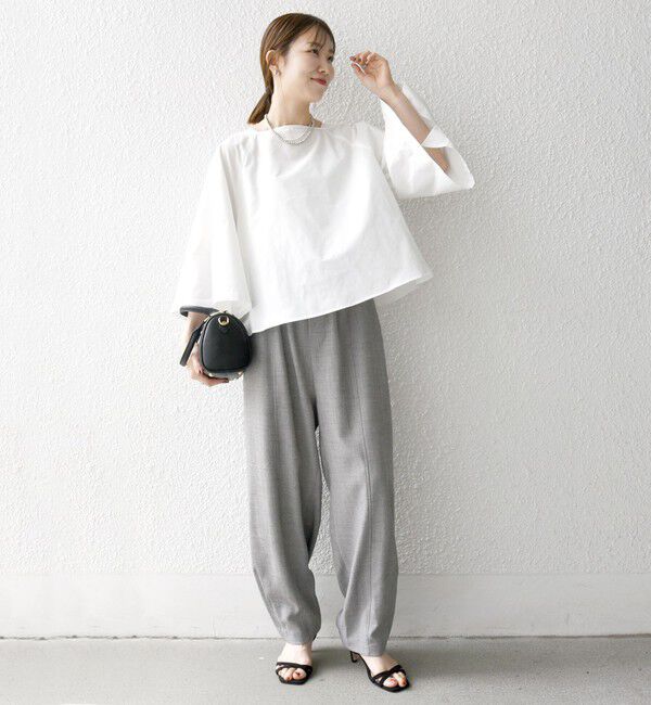 SHIPS any「SHIPS any:〈洗濯機可能〉REPREVE ボートネック フレアスリーブ ブラウス」|シャツ・ブラウス|