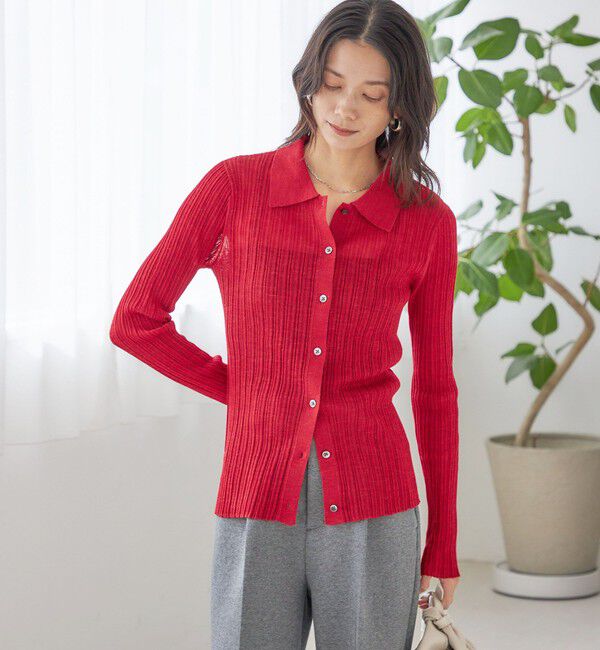 SHIPS for women「〈手洗い可能〉ランダム リブ ポロ ニット カーディガン」|カーディガン|