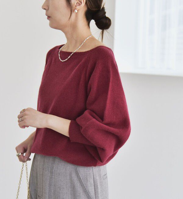 quaranciel「quaranciel:〈手洗い可能〉AQUA カシミヤ ミックス ボートネック ロングリブ パフ ニット」|ニット・セーター|