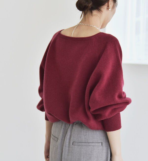 quaranciel「quaranciel:〈手洗い可能〉AQUA カシミヤ ミックス ボートネック ロングリブ パフ ニット」|ニット・セーター|