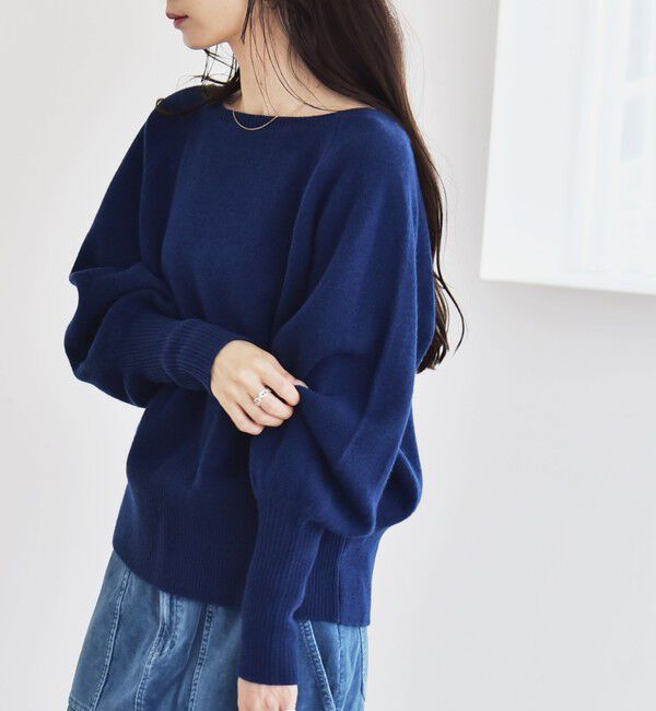 quaranciel「quaranciel:〈手洗い可能〉AQUA カシミヤ ミックス ボートネック ロングリブ パフ ニット」|ニット・セーター|