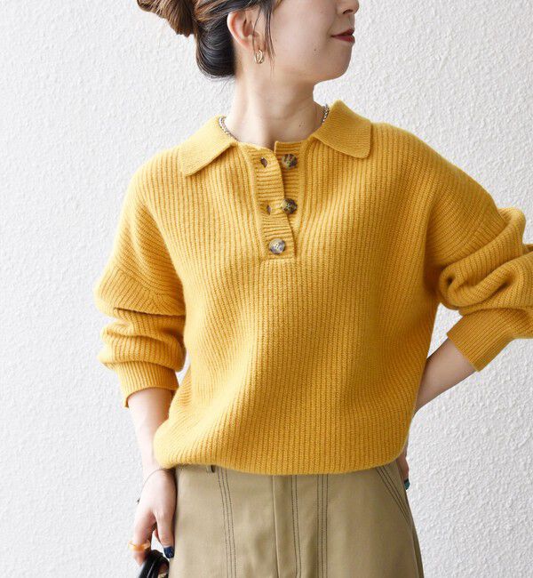 SHIPS any「SHIPS any:〈手洗い可能〉AQUA カシミヤ ミックス ポロ ニット」|ニット・セーター|