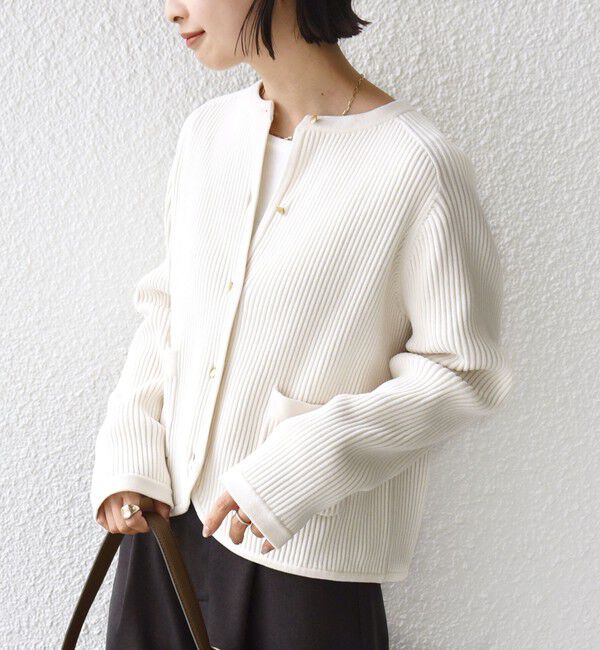 SHIPS for women「〈手洗い可能〉モール リブ クルーネック カーディガン」|カーディガン|