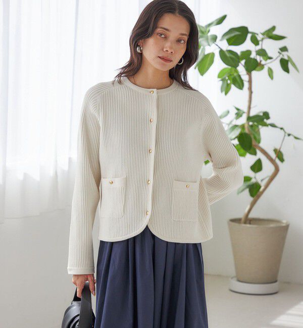 SHIPS for women「〈手洗い可能〉モール リブ クルーネック カーディガン」|カーディガン|