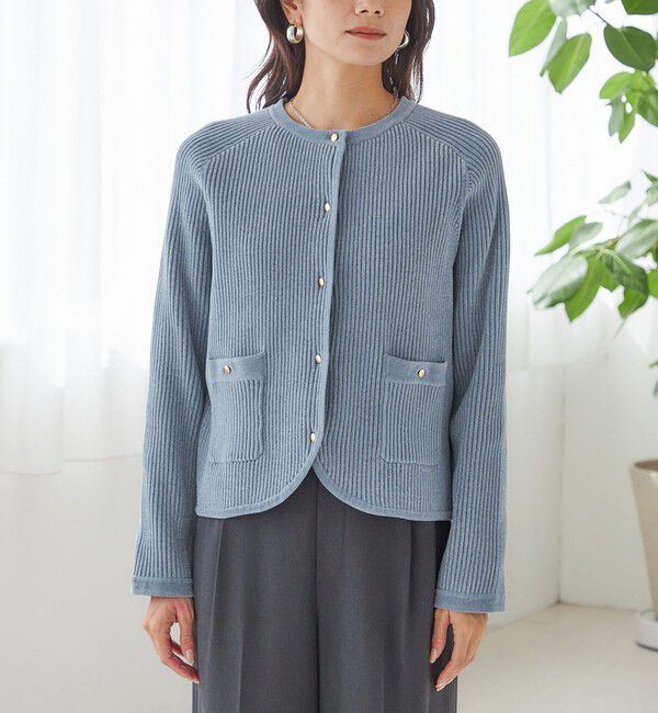 SHIPS for women「〈手洗い可能〉モール リブ クルーネック カーディガン」|カーディガン|