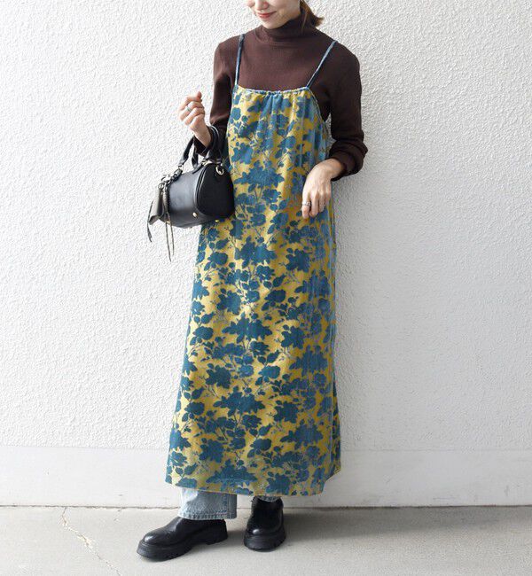 SHIPS any「SHIPS any:〈手洗い可能〉フラワー オパール ロング キャミワンピース」|ワンピース|ベージュ