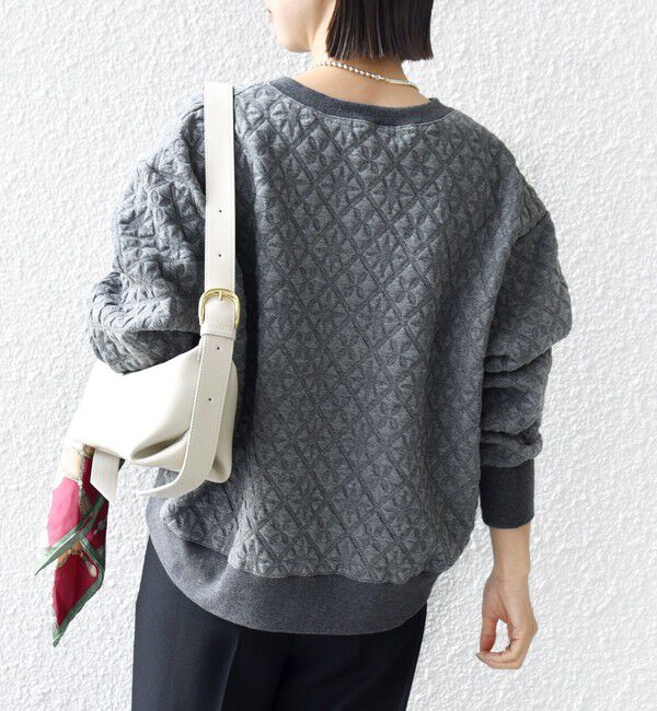 SHIPS for women「【WEB限定】〈手洗い可能〉キルティング ジャカード キーネック プルオーバー」|Tシャツ・カットソー|