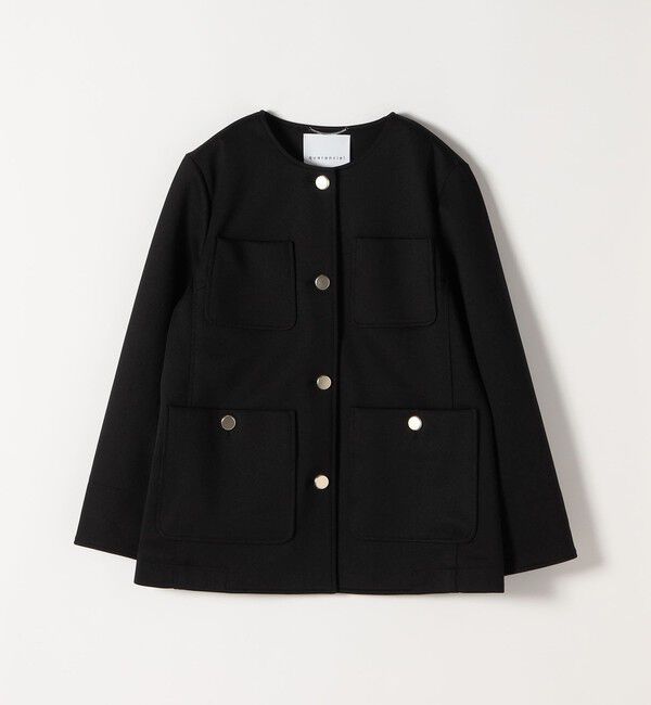 quaranciel「quaranciel:〈手洗い可能〉ジャージー ゴールドボタン クルーネック ジャケット」|ノーカラージャケット|