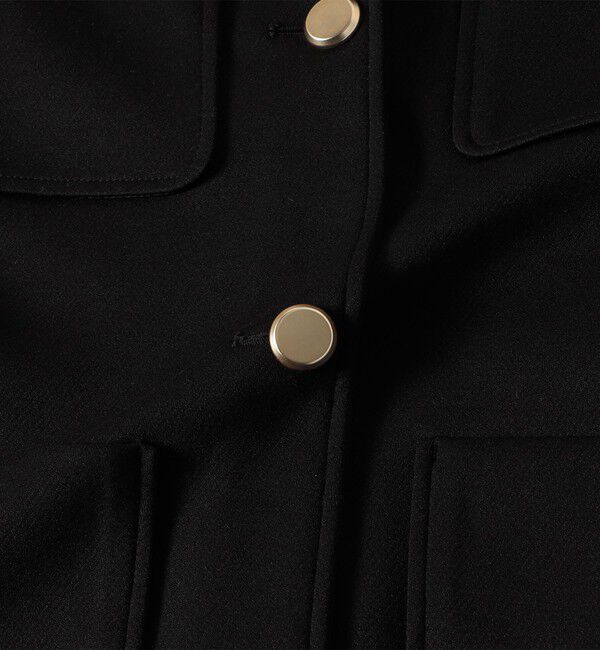 quaranciel「quaranciel:〈手洗い可能〉ジャージー ゴールドボタン クルーネック ジャケット」|ノーカラージャケット|