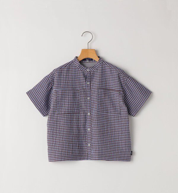 SHIPS KIDS「SHIPS KIDS:90cm /〈UVカット/吸水速乾〉ドライタッチ バンドカラー シャツ」|シャツ・ブラウス|ブラウン系