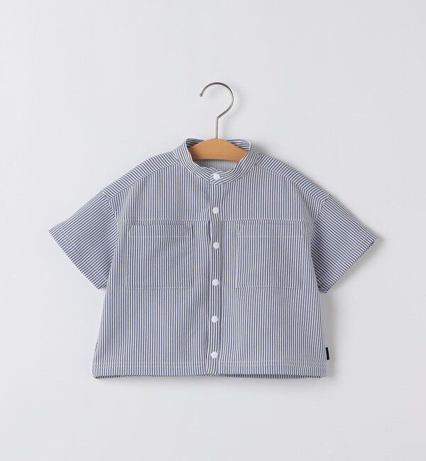 SHIPS KIDS「SHIPS KIDS:90cm /〈UVカット/吸水速乾〉ドライタッチ バンドカラー シャツ」|シャツ・ブラウス|ブルー系