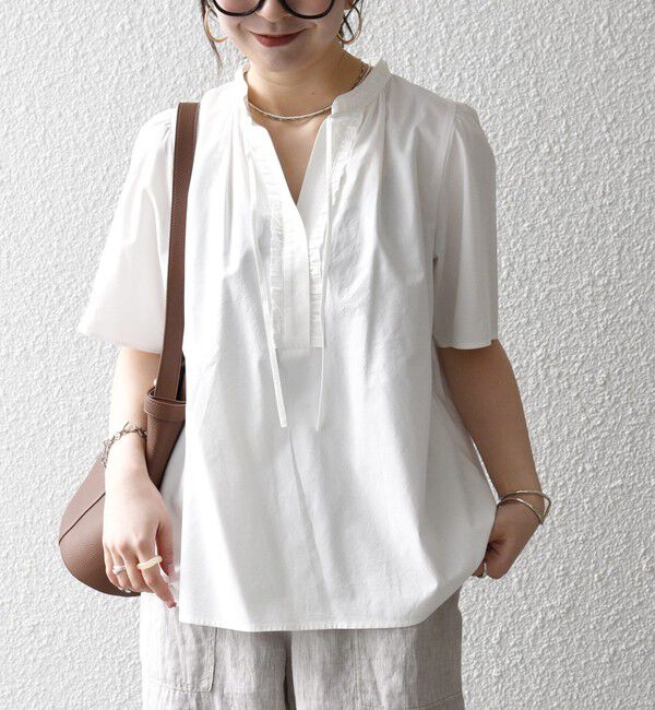 SHIPS any「《予約》SHIPS any:〈洗濯機可能〉タイプライター フリル スキッパー パフ ブラウス」|シャツ・ブラウス|