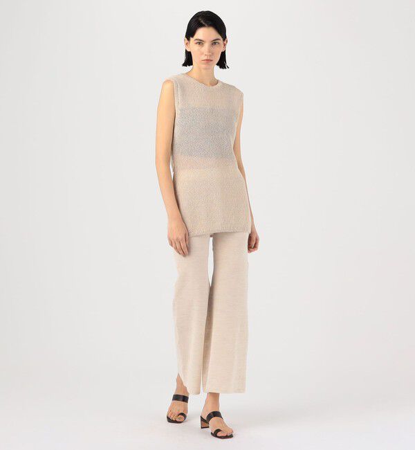 DES PRES「バイカラーコードヤーン バックスリットノースリーブプルオーバー」|ニット・セーター|