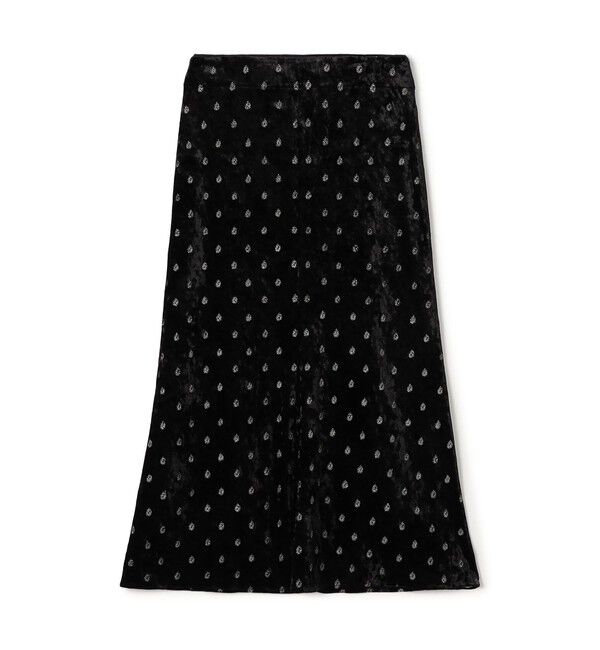 SOULEIADO「ベロアエンブロイダリー ナロースカート」|フレア|18 ブラック系