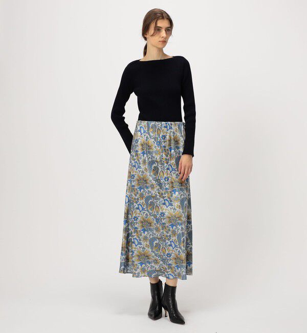 SOULEIADO「アセテートサテン バイアスナロースカート」|スカート|