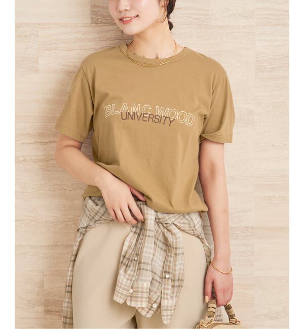 Plage「organic cotton graphic Tシャツ」|Tシャツ・カットソー|キャメル