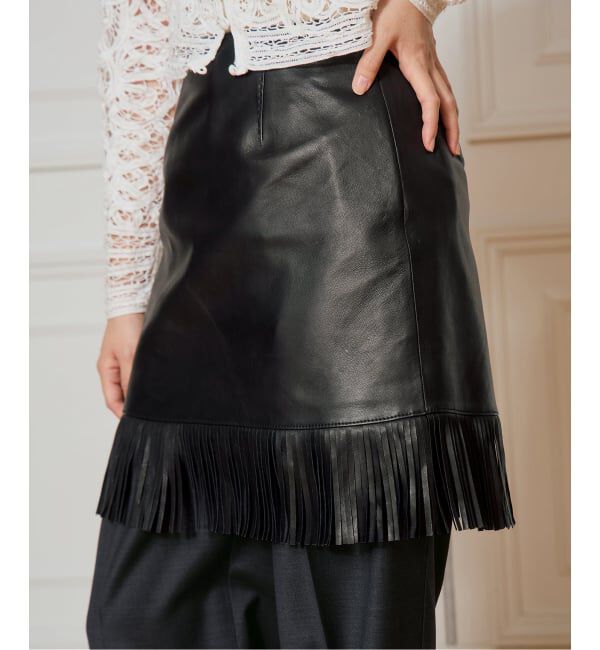 IENA LA BOUCLE「IENA LA BOUCLE レザーフリンジミニスカート」|スカート|