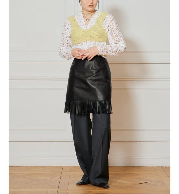 IENA LA BOUCLE「IENA LA BOUCLE レザーフリンジミニスカート」|スカート|