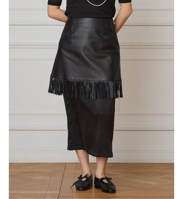 IENA LA BOUCLE「IENA LA BOUCLE レザーフリンジミニスカート」|スカート|