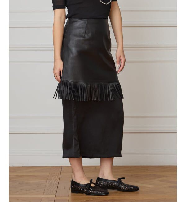 IENA LA BOUCLE「IENA LA BOUCLE レザーフリンジミニスカート」|スカート|