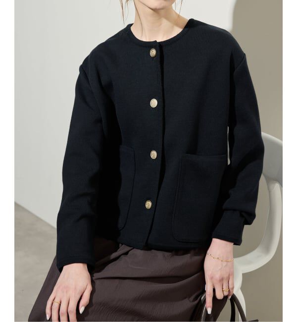 SLOBE IENA「《一部WEB・店舗限定カラーあり》ダブルフェイスニットジャケット」|カーディガン|